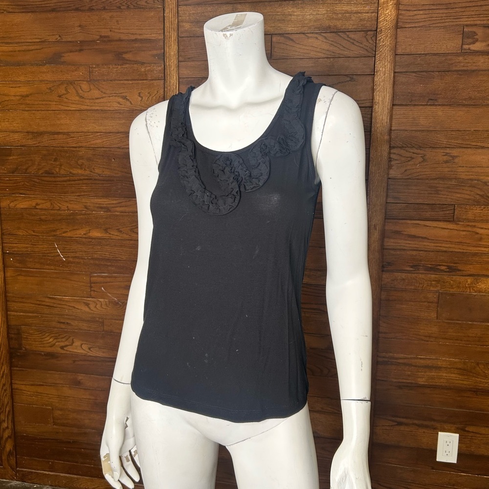 Cleo size extra small petite black ruffle tank top stretch
